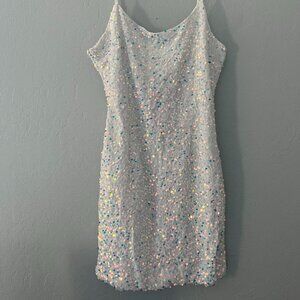 White Sequin Mini Dress for Homecoming